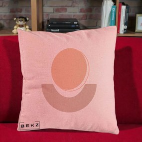 Perna Decorativa Geometric Boho Luna si Disc, 40x40 cm, Roz, Husa Detasabila, Perna Inclusa, BEKZ®