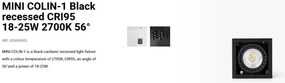 Spot LED incastrabil MINI COLIN-1 Black recessed CRI95 18-25W 2700K 56°