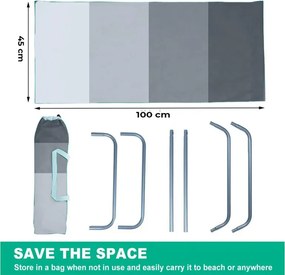 Sezlong pliabil de plaja SAND, dungi gri