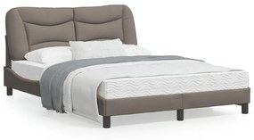 3207769 vidaXL Cadru de pat cu tăblie, gri taupe, 140x190 cm, textil