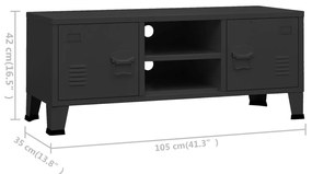 Dulap TV industrial, negru, 105x35x42 cm, metal 1, Negru