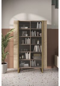 Vitrină Verica 120 cm - stejar biscuit / picioare aurii