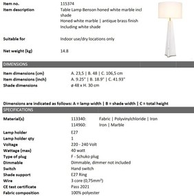Veioza, Lampa de masa LUX cu baza din marmura Benson