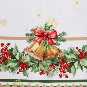 Fată de masă de Crăciun cu imprimeu ILEX ŞI CLOPOŢEI 85 x 85 cm