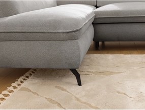 Colțar gri deschis cu tapițerie din chenille (cu colț pe partea stângă/în formă de ”L”) Marbeya – Ropez