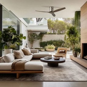 ZEVENTI - Ventilator de tavan SPELLO Wi-Fi Tuya, crom/stejar + telecomandă