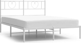 vidaXL Cadru de pat metalic cu tăblie, alb, 135x190 cm