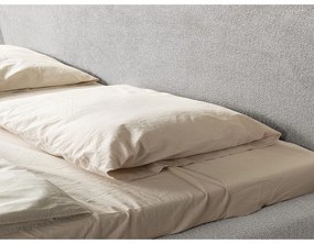 Pat matrimonial gri deschis tapițat cu somieră 180x200 cm Makana – Makamii