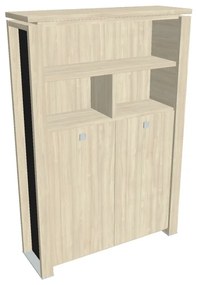 Dulap înalt pentru haine Verno+ S 140 x 46 x 210 cm, cu rafturi, salcâm / negru