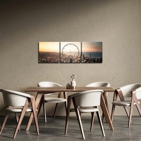 Tablou apusului de soare deasupa orașului (cu ceas) (90x30 cm)