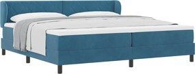 vidaXL Pat cu arcuri cu saltea Albastru închis 200 x 200 cm Catifea