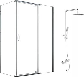Pachet cabina de dus Mediaterraneo Catania crom 100x80 cm si coloana de dus OMNIRES Y crom