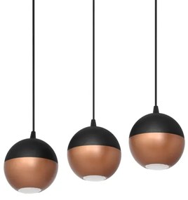Lustră LED pe cablu MIDWAY 3xGU10/4,8W/230V negru/cupru