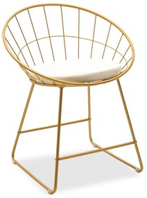 Scaun Bucatarie/Dining Metalic Spow Auriu Sezut Tapitat Alb