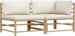 vidaXL Set mobilier de grădină cu perne alb crem, 2 piese, bambus