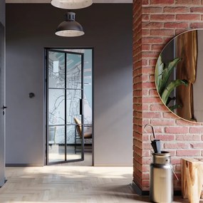 Usa de interior din sticla Porta Loft Steel cu rama neagra din otel Model 2, 974 x 2053, Negru