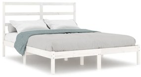 3104904 vidaXL Cadru de pat mic dublu, alb, 120x190 cm, lemn masiv