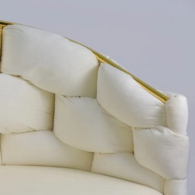 Scaun living crem din catifea cu cadru auriu BUC 251
