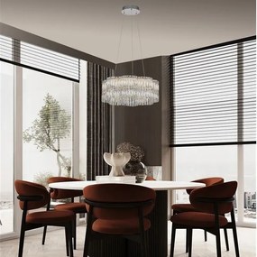 Lustra suspendata LED crom, cristale sticla NUVIA 60cm