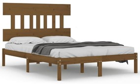 Cadru pat 5FT King Size, maro miere, 150x200 cm, lemn masiv maro miere, 150 x 200 cm