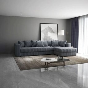 Colțar extensibil dumonde cu ladă de depozitare si sezut confortabil din spuma high-density, Gloria Ambience Gri 320x183 cm