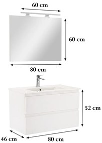 Mobilier complet de baie Vario Forte 80 alb-alb