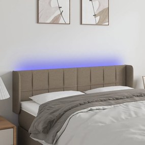 3123238 vidaXL Tăblie de pat cu LED, gri taupe, 147x16x78/88 cm, textil
