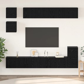 vidaXL Set comodă TV Pe perete 8 pcs Stejar Negru Lemn compozit