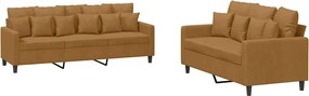 vidaXL Set de canapele cu perne, 2 piese, maro, catifea