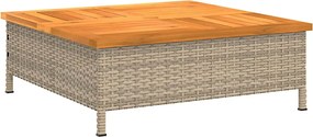 vidaXL Masă de grădină, bej, 70x70x25 cm, poliratan și lemn acacia