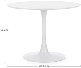 Masa dining pentru 4 persoane alba din MDF melaminat, ∅ 100 cm, Bloom Bizzotto