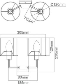 Open Design OR81497 - Aplica de perete CASA 2xE14/12W/230V, crom lucios/crem