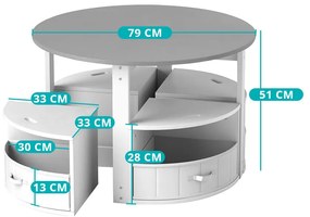 Masă rotundă pentru copii, 4 persoane, cu spațiu de depozitare