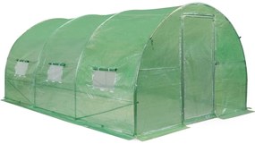 Solar de grădină cu cadru metalic 3x4,5m cu ușa Garden Point verde