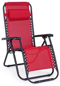 Set de 2 scaune tip sezlon pliabile si reglabile MORGAN rosu