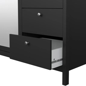 Șifonier negru cu oglindă 150x199x58 cm Madrid – Tvilum