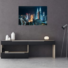 Tablou - Noaptea în Kuala Lumpur (90x60 cm)