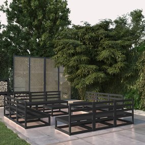 3075283 vidaXL Set mobilier de grădină, 13 piese, negru, lemn masiv de pin