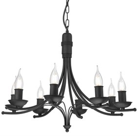 Lustră pe lanț LUCY 8xE14/60W/230V negru