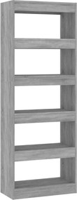 vidaXL Bibliotecă/Separator cameră, gri beton, 60x30x166 cm, PAL