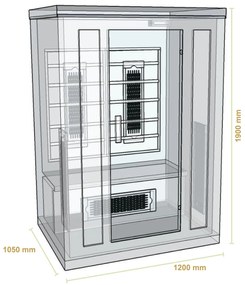 Infračervená sauna/tepelná kabína Nyborg S120V s plným spektrom, panelovým radiátorom a drevom Hemlock