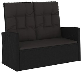 362185 vidaXL Bancă rabatabilă de grădină cu perne, negru, 118 cm, poliratan
