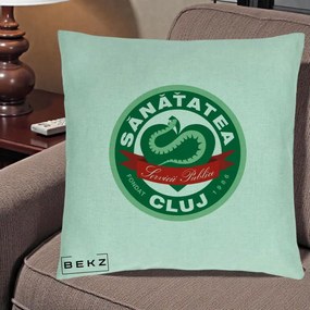 Perna Personalizata Sanatatea Cluj Servicii Publice 1986, 40x40 cm, Verde Menta, Husa Detasabila, Perna Inclusa, BEKZ®