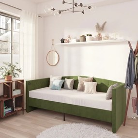 3080345 vidaXL Pat de zi cu saltea, verde închis, 90x200 cm, catifea, USB