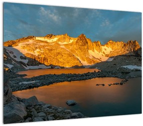 Tablou pe sticlă cu peisaj montan (70x50 cm)