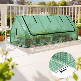 Outsunny Seră de Grădină cu 2 Ferestre Laterale și Fereastră Centrală Rulantă, din Oțel, PE și PP, 240x90x90 cm, Verde | Aosom Romania