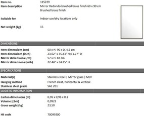 Oglinda design LUX Redondo, alama periata 60x90cm 115229 HZ