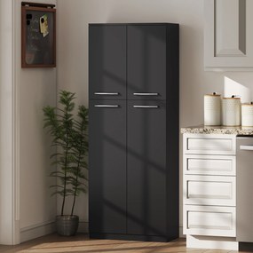 HOMCOM Mobilier de depozitare cu 2 dulapuri și rafturi reglabile din lemn negru | Aosom Romania