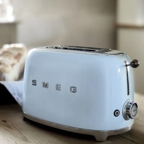 Prajitor de paine SMEG 50's Style TSF01PBEU, 950 W, 2 felii, 6 trepte, Tava pentru firimituri, Cablu integrat, Otel inoxidabil, Albastru
