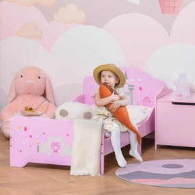 HOMCOM Pat Copii Design Sigur cu Margini Rotunjite și Sine Laterale, 3-6 Ani, 143x73x60cm | Aosom Romania